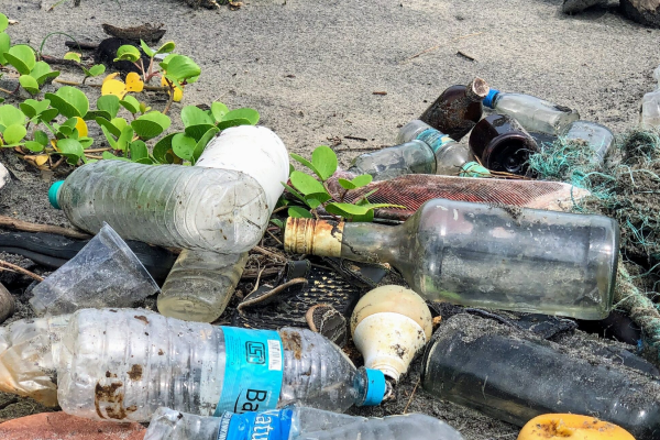 Recolhendo lixo nas estradas locais